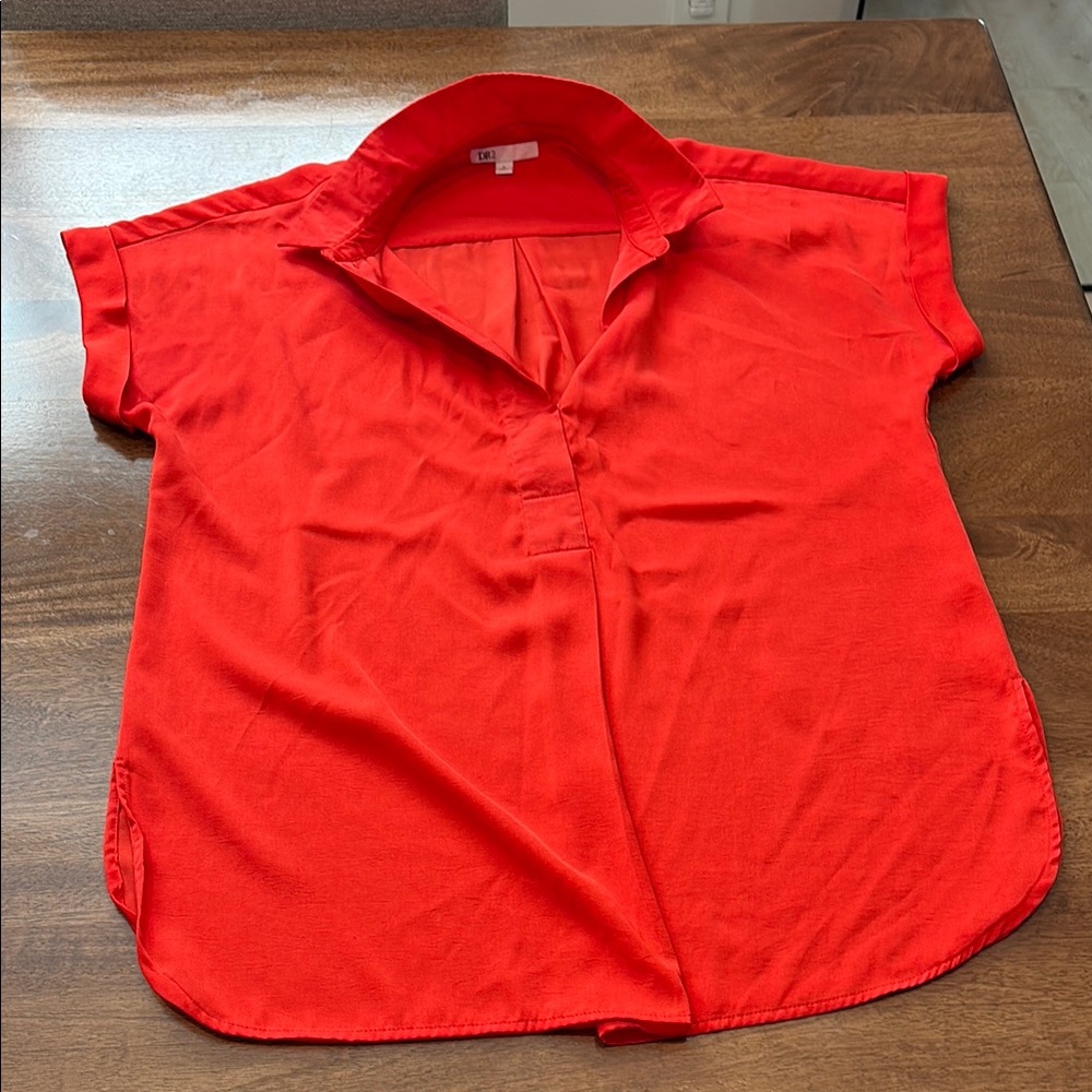 Vibrant Red Short Sleeve Blouse